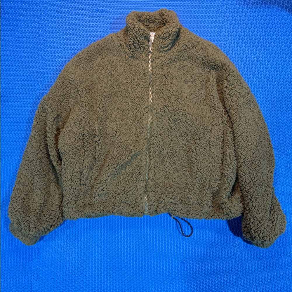 Urban Outfitters Olive Sherpa Jacket